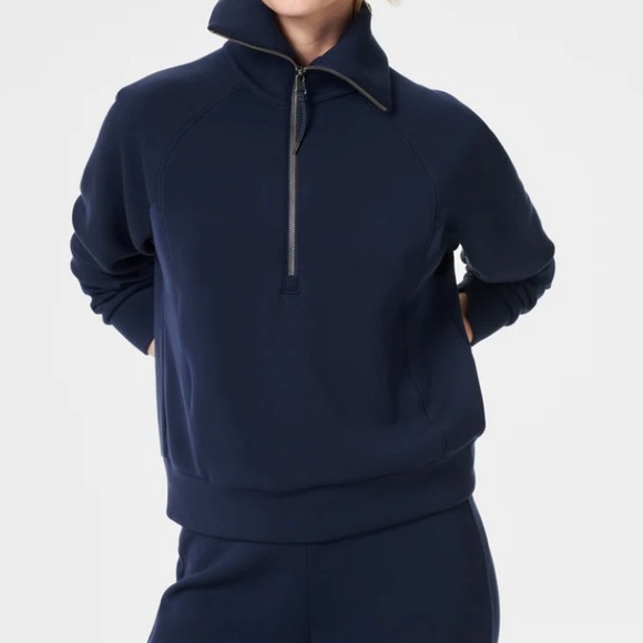 Spanx Air Essentials Half Zip Navy Pullover - Picture 2 of 9